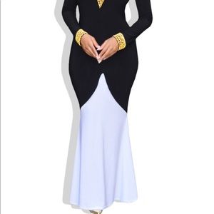 Black and White body con dress/gown